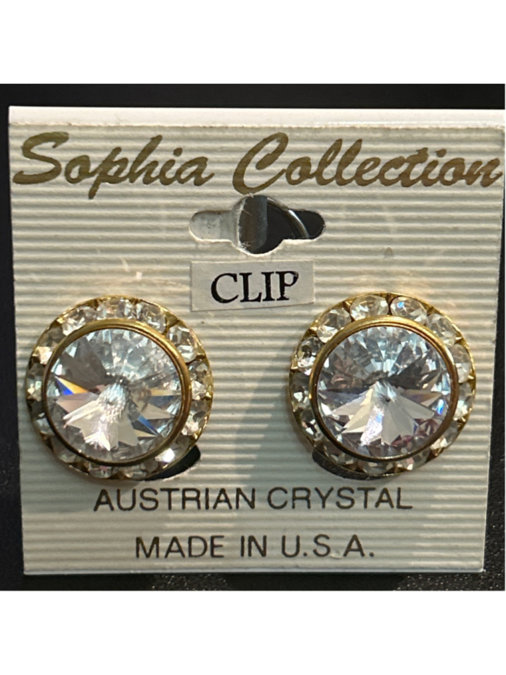Women's Sophia Collection Clip-On Earrings, One Size, Clear and Gold